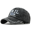 Unisexe lettre brodée casquette lavable en détresse casquette de baseball en coton respirant soleil courbé chapeau