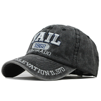 Unisexe lettre brodée casquette lavable en détresse casquette de baseball en coton respirant soleil courbé chapeau