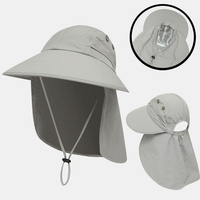 Unisexe Nylon Couleur Unie Réglable Dété En Plein Air Parasol De Pêche Escalade Chapeau Respirant Seau Chapeau
