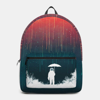 Unisexe Oxford Space Astronaut and Meteor Shower Pattern Imprimer Casual Personnalité Esthétisme Sac Décole Sac À D