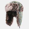 Unisexe Plus Badge soviétique en velours chaud coupe-vent oreillettes Protection Camouflage chapeau de trappeur Ushanka