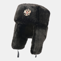 Unisexe Plus Badge soviétique en velours chaud coupe-vent oreillettes Protection chapeau de trappeur extérieur chapeau U