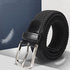 Unisexe PU 110 CM Style tissé élastique Casual Pin Buckle Jeans Ceinture