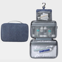 Unisexe PU Cuir Pliable Séparation Sec-humide Sac De Lavage De Stockage De Voyage Portable Sac Cosmétique Imperméable Sa