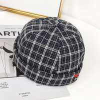 Unisexe Street Dome casquette crâne brodée à carreaux en manchette roulée