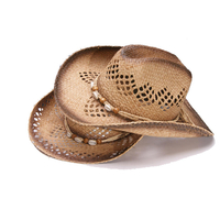 Unisexe été paille Cowboy coquilles respirant maille chapeau élégant dame large bord panama chapeau sunbonnet casquette