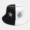 Unisexe été UV Protection Patchwork couture Graffiti Street Trend élégant chapeau de soleil chapeau de seau