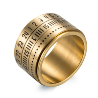 Unisexe Temps Boucle Titane Acier Acier Inoxydable 316L Simple Chiffre Numérique Bague Bijoux