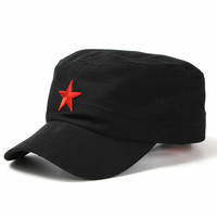 Unisexe Étoiles Rouge Chapeau de Militaire Réglable en Coton
