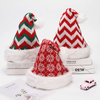 Unisexe tricoté en peluche noël père noël chapeau flocon de neige rayure motif chaud festif chapeau tricoté chapeau de n