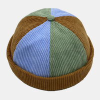 Unisexe velours côtelé couleur assortie rayure hip-hop réglable pare-soleil chapeau sans bord bonnet propriétaire cap cr