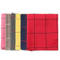 Unisexes foulards pompon coton de la grille en treillis couleur pure châle pashmina 