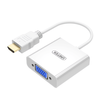 UNITEK Y-6333WH Convertisseur audio compatible HDMI vers VGA 1920 * 1080P Connecteur plaqué or avec port audio DC 3, 5 mm