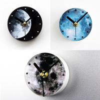 Univers Créatif À La Mode Planète Lune Motif Réfrigérateur Aimant Sucker Lune Horloge Murale Étanche