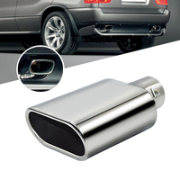 Universal Car Chrome Échappement en acier inoxydable Queue droite Pipe Pointe 60mm Inlet