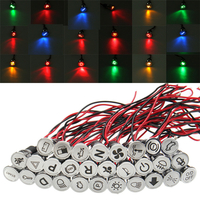 Universal 12V 14mm Étanche LED Panneau indicateur de tableau de bord,  voyant lumineux en métal