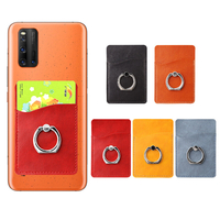 Universel 2 en 1 3M autocollant adhésif en cuir PU support de téléphone portable anneau support avec fente pour carte po