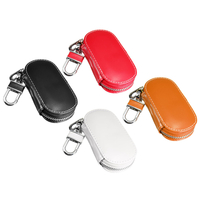 Universel Véritable En Cuir Clé De Voiture Cas / Sac Zipper Titulaire Organisateur avec Porte-clés Anneau 4 Couleurs