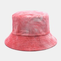 Unsiex Double face tie-dye velours côtelé et coton chaud Soft chapeau de seau tout-assorti décontracté extérieur