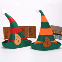 Unsiex Noël festif petit elfe Cosplay elfe oreille orange rouge rayure motif chapeau