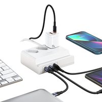 USAMS 6 en 1 prise dextension USB multiprise 65W Super Sic USB PD chargeur avec 3 prises CA 2400W / double 65W USB-