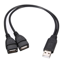 USB 2.0 A Mâle à 2 Dual USB Femelle Jack Diviseur en Y Câble d