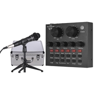 USB carte son microphone avec trépied câble audio écouteur pour la diffusion en direct pour Tik Tok YY karaoké chant
