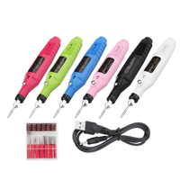 USB de charge électrique Nail Grinder Drill Portable manucure pédicure Nail Machine avec 6 têtes de meulage