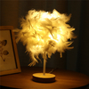 USB moderne blanc plume abat-jour lampe de Table abat-jour élégant chevet bureau veilleuse maison chambre décor