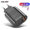 USLION 18W 3A Chargeur Quik Charge 3.0 PD Chargeur USB Prise EU / US pour iPhone 12 XS 11Pro Huawei P30 Pro Mate 30 Mi10