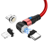 USLION 3 en 1 3A Câble de données USB magnétique vers USB-C / Micro USB Rotation 540 ° Câble de transmission de données