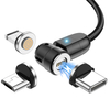 USLION 3 en 1 3A Câble USB vers USB-C / Micro USB Rotation magnétique 540 ° Cordon de transmission de données de charge