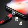 USLION 3A LED Rotation à 360 degrés QC3.0 Charge rapide magnétique Type-C Câble de données micro USB 1M pour Samsung S10
