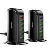 USLION 5 Ports Chargeur USB Station de charge de bureau Charge rapide LED Affichage numérique EU UK Adaptateur de prise
