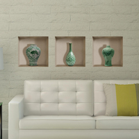 Vase en céramique mur 3d équitation treillis décalcomanies pag amovible art mural grille stickers décoration cadeau