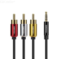 VEGGIEG AR3 3.5mm Jack vers 3RCA câble Audio Jack 3.5mm vers AV convertisseur câble métal Shell Splitter pour stéréo VCD