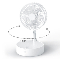 Ventilateur de bureau portable mini muet Ventilateur de sol télescopique pliant sans fil 3 vitesses 140 ° grand angle se