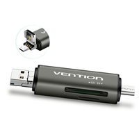 Vention CCHH0 3 en 1 Type-C/Micro USB/USB3.0 lecteur de carte SD TF 5Gbps adaptateur de carte mémoire SD TF prise en cha
