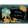 Vert or joyeux anniversaire toile de fond tissu talons hauts lunettes photographie fond paillettes bannière pour la déco