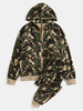 Veste à capuche à imprimé camouflage pour homme Pantalon de jogging Sports Tenues décontractées à deux pièces
