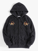 Veste à capuche à manches longues avec poche kangourou et peluche brodée tigre pour homme