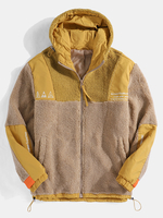 Veste à capuche à manches longues en fausse fourrure moelleuse pour hommes