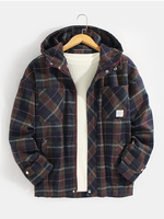 Veste à capuche à manches longues et à carreaux pour hommes