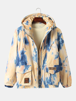 Veste à capuche ample et épaisse à double rabat pour hommes Tie-Dye