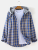 Veste à capuche avec cordon de serrage et manches longues pour homme en tartan