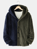 Veste à capuche décontractée en peluche avec coutures contrastantes pour hommes