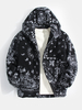 Veste à capuche de style ethnique Sherpa chaud imprimé baroque pour hommes avec poche