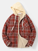 Veste à capuche doublée en fausse fourrure à carreaux vintage pour hommes