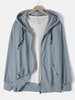 Veste à capuche en coton simple avec fermeture à glissière et poche kangourou pour homme