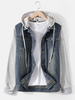Veste à capuche en denim délavée pour homme avec double poche
